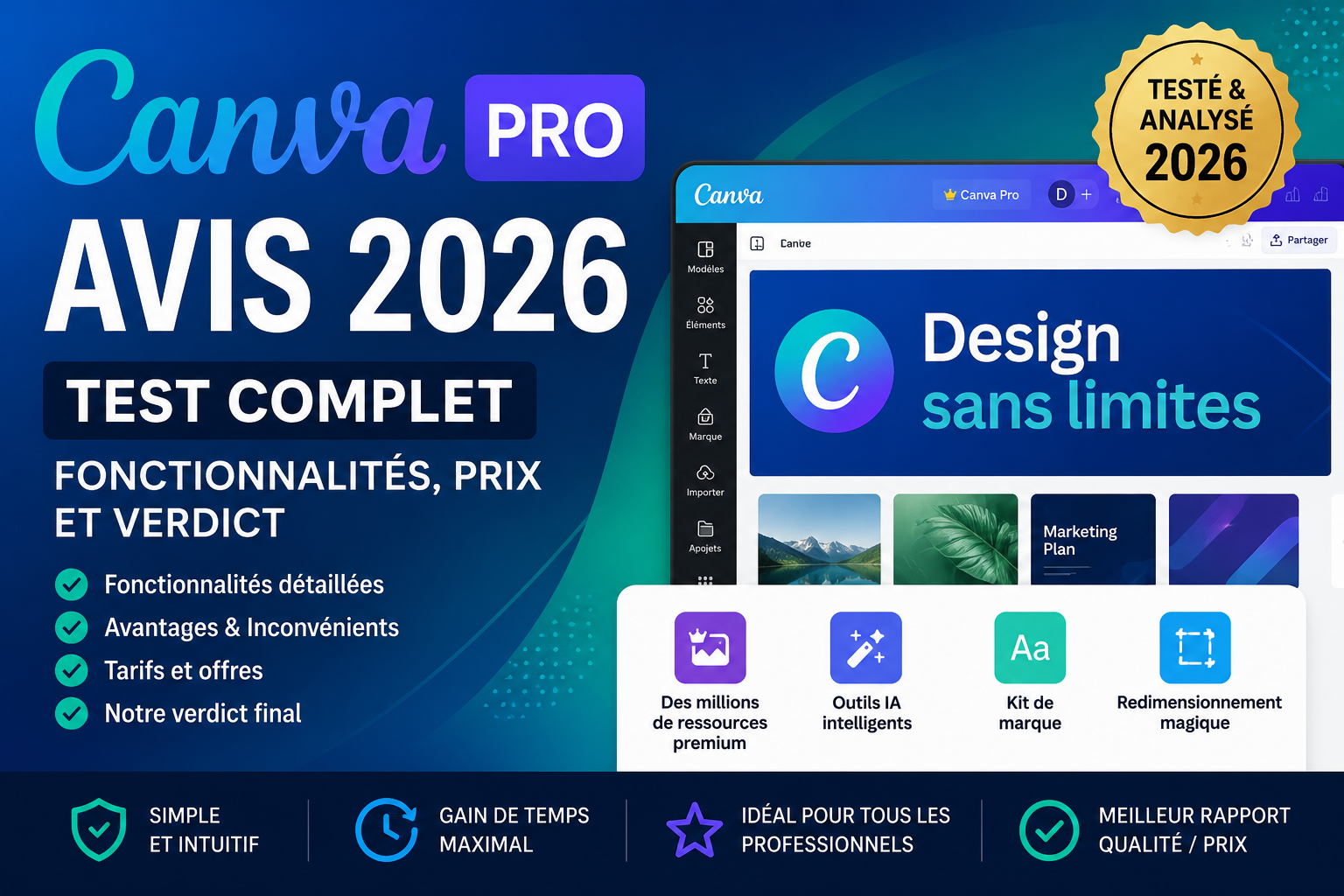 Canva Pro Avis 2026 : Test Complet, Fonctionnalités, Prix et Verdict