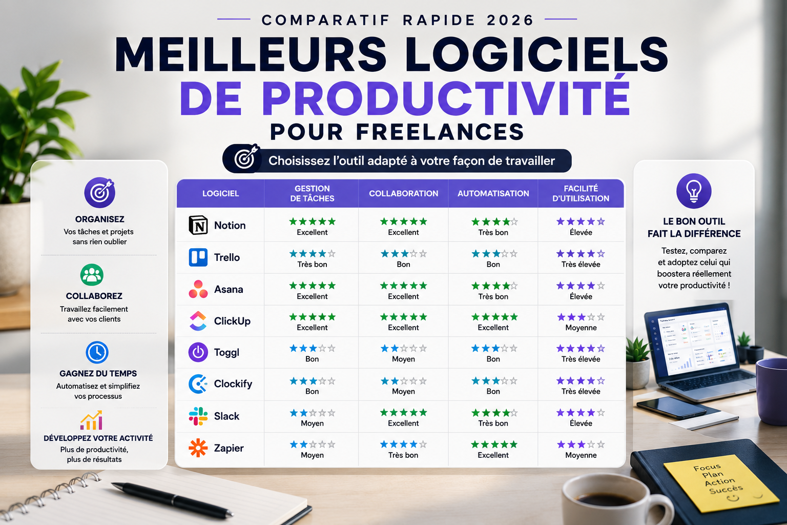 Meilleurs Logiciels de Productivité pour Freelances en 2026