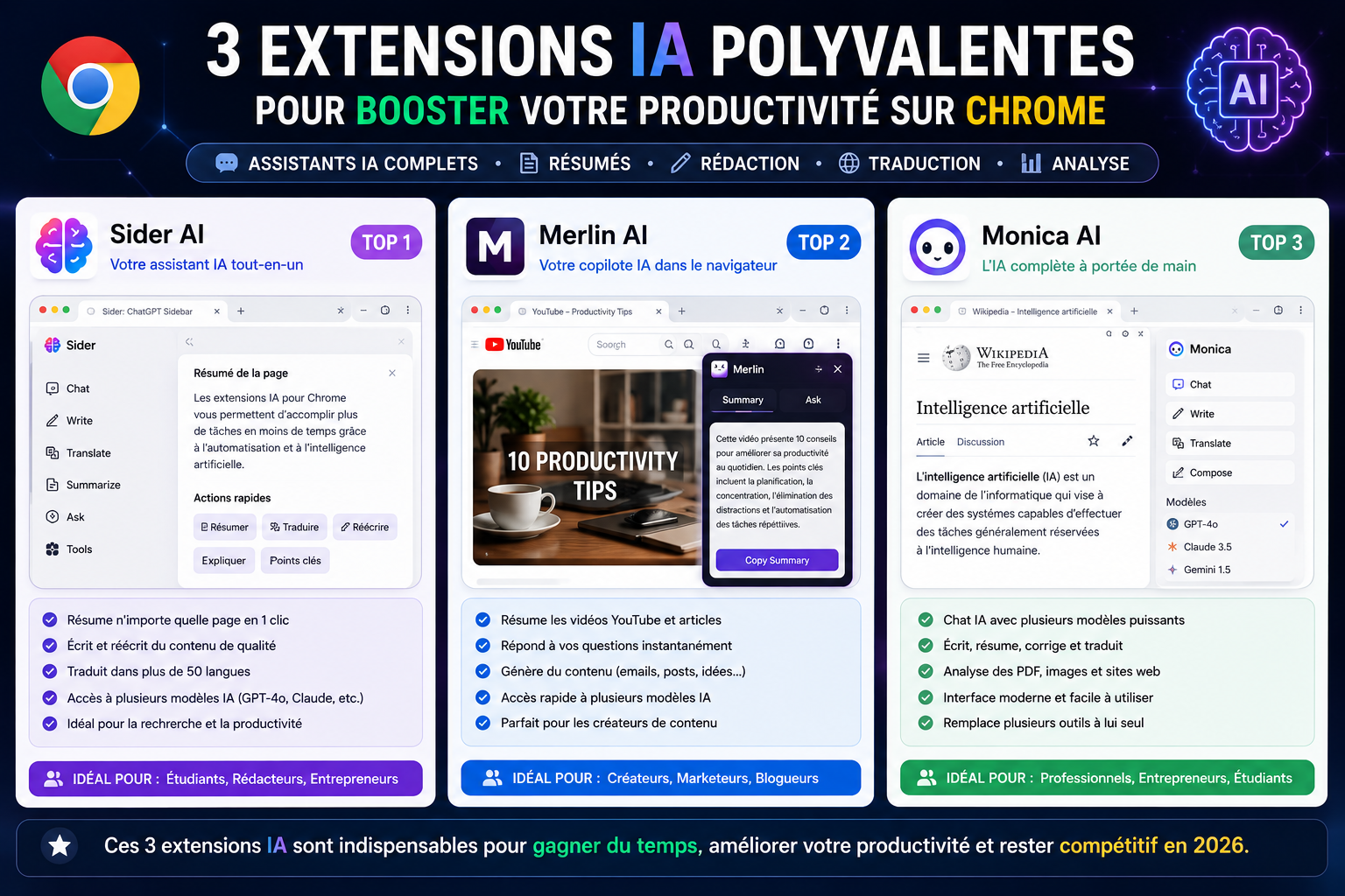 meilleures extensions IA pour Chrome