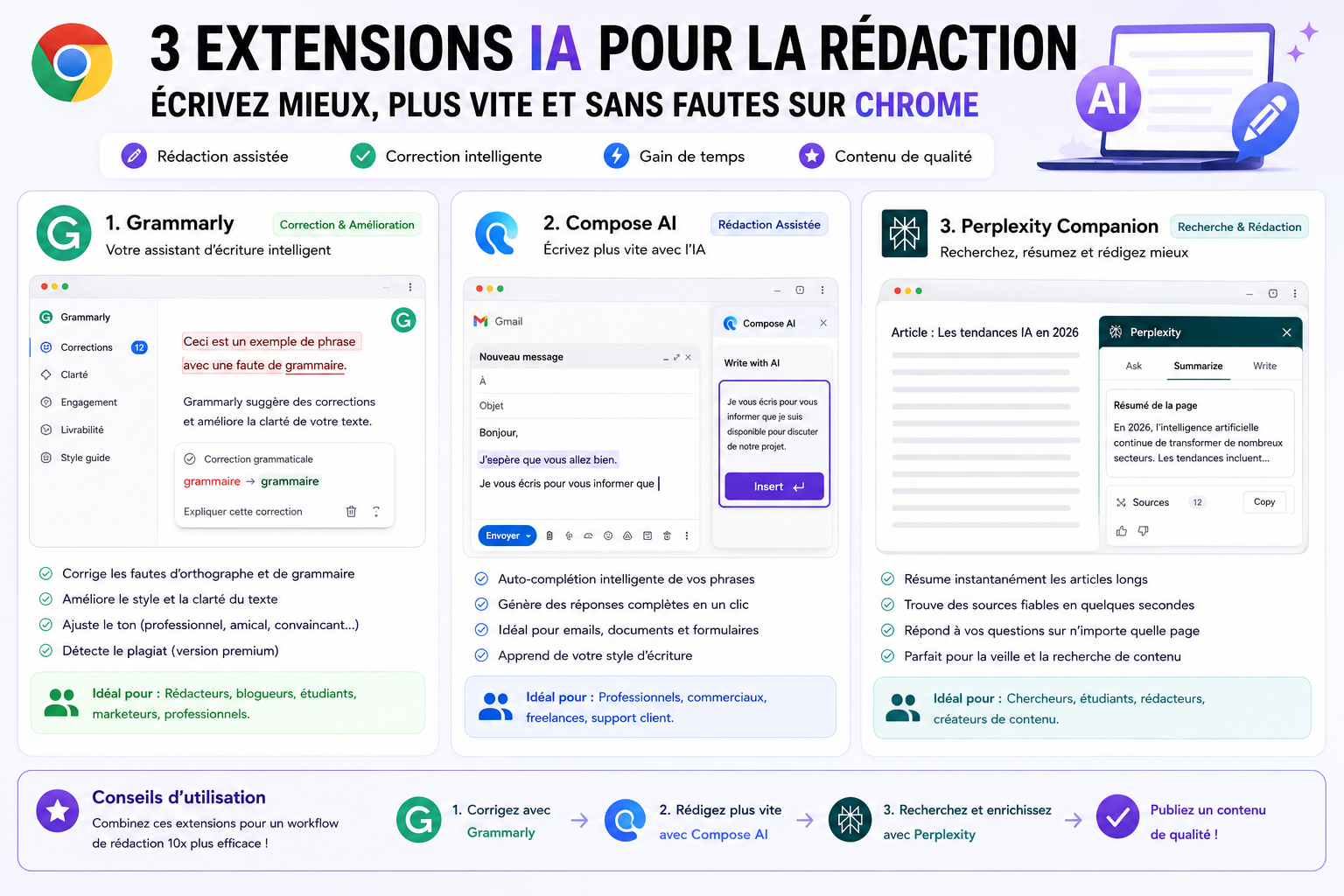 meilleures extensions IA pour Chrome